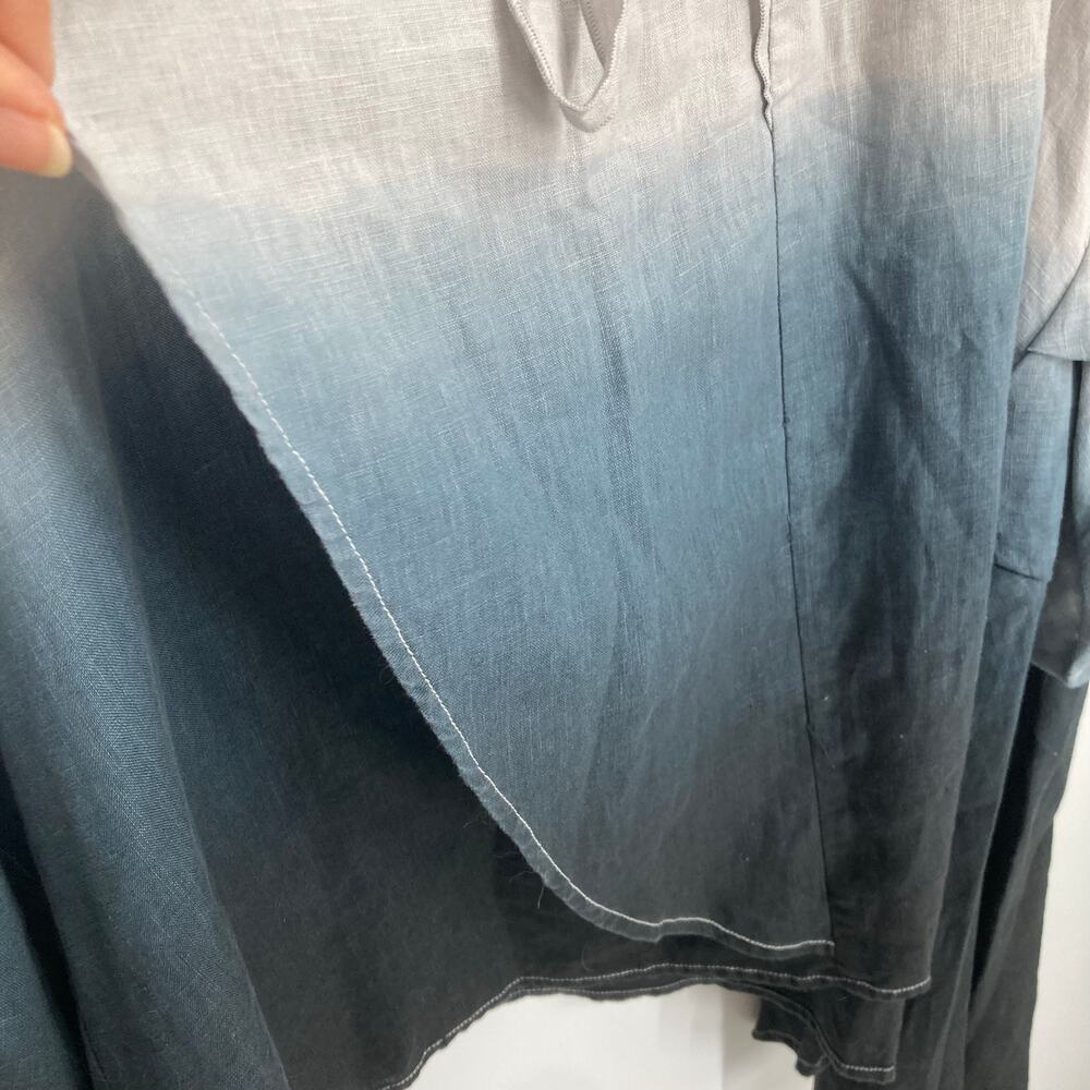 Firmiana Linen Boho Tunic Dress Lagenlook Asymmetric Layer Artsy Coastal Medium - Picture 8 of 13
